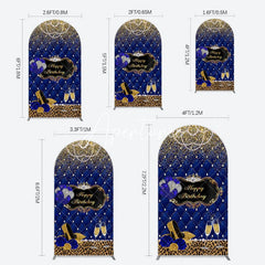 Aperturee - Aperturee Royal Blue Gold Glitter Rose Birthday Arch Backdrop