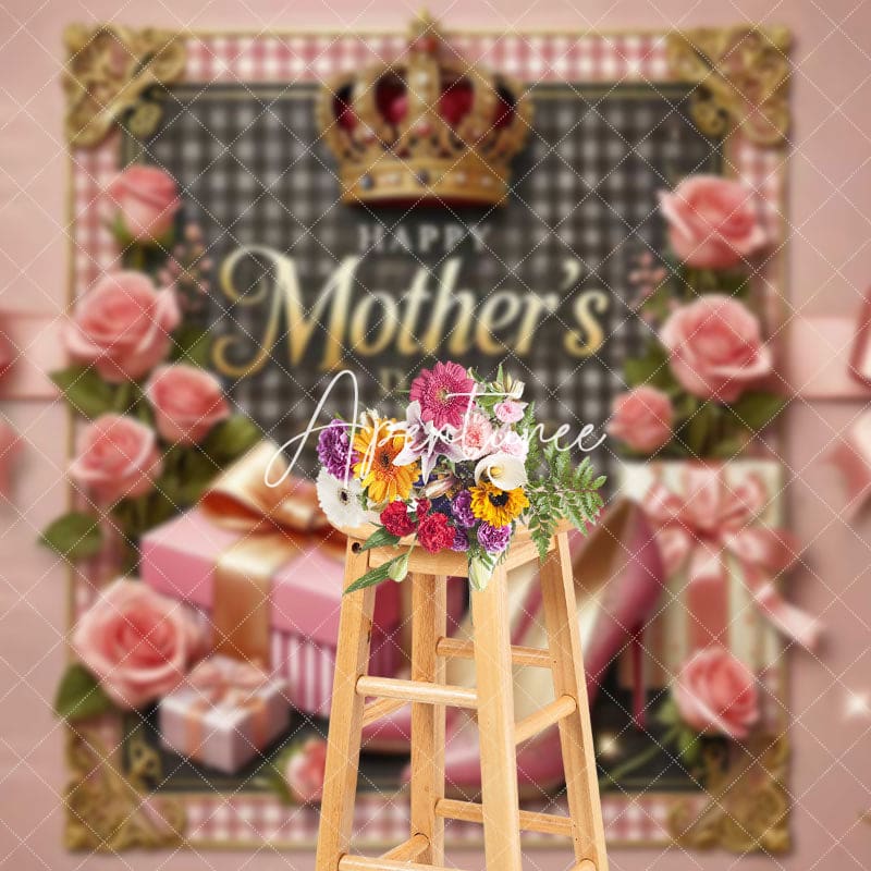 Aperturee - Aperturee Royal Pink Gift Bow Highheels Mothers Day Backdrop