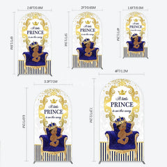 Aperturee - Aperturee Royal Prince Baby Shower Arch Backdrop African American Boy Blue Gold