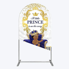 Aperturee - Aperturee Royal Prince Baby Shower Arch Backdrop African American Boy Blue Gold