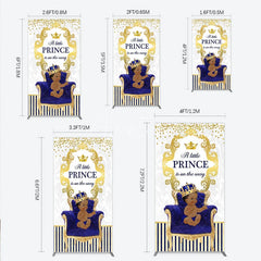 Aperturee - Aperturee Royal Prince Baby Shower Rectangle Backdrop African American Boy Blue Gold