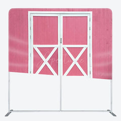 Aperturee - Aperturee Rural Retro Pink Barn Door Square Tension Backdrop