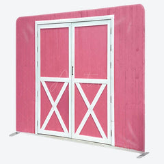 Aperturee - Aperturee Rural Retro Pink Barn Door Square Tension Backdrop