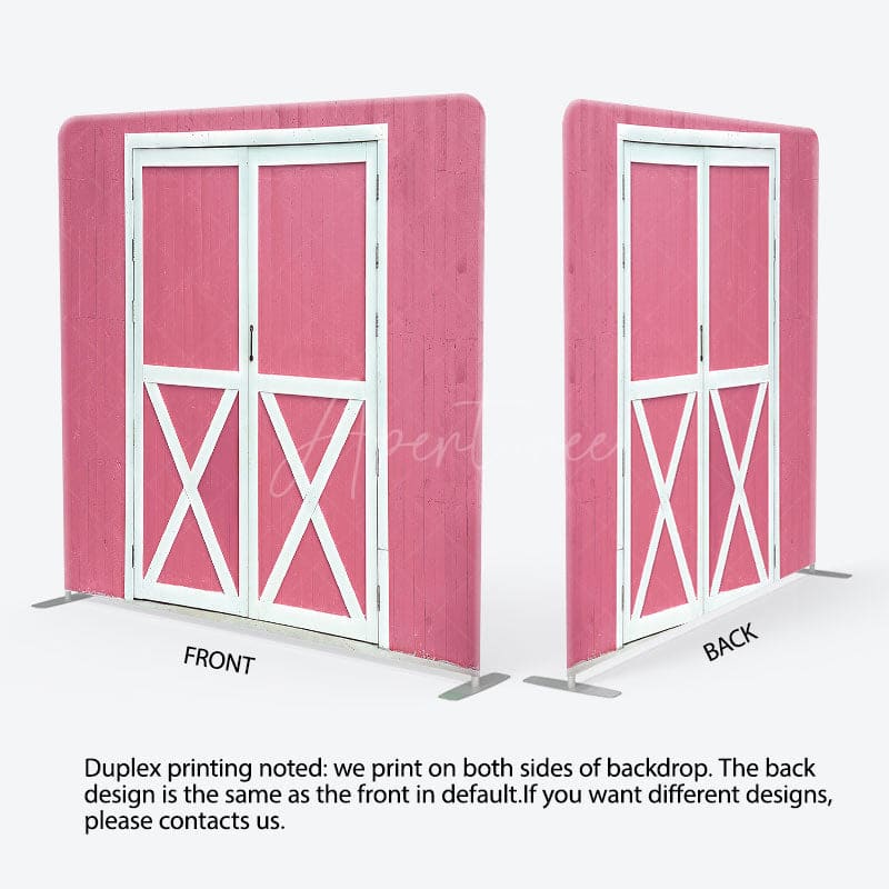 Aperturee - Aperturee Rural Retro Pink Barn Door Square Tension Backdrop