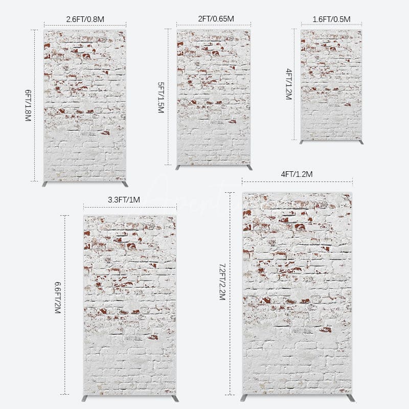 Aperturee - Aperturee Rural White Reddish Retro Brick Wall Rectangle Backdrop