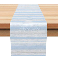 Aperturee - Aperturee Rustic Blue and White Stripe Table Runner Distressed Coastal Print Farmhouse Beach House Kitchen Decor