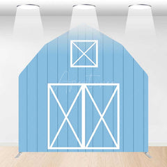 Aperturee Aperturee Rustic Blue Barn Door Arch Party Decor Backdrop