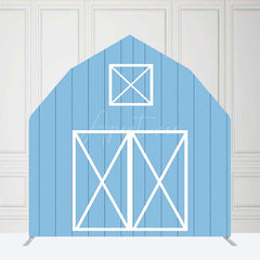 Aperturee Aperturee Rustic Blue Barn Door Arch Party Decor Backdrop