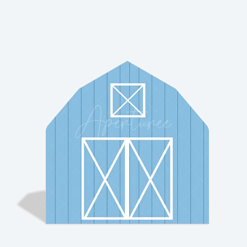 Aperturee Aperturee Rustic Blue Barn Door Arch Party Decor Backdrop