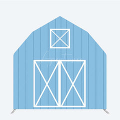 Aperturee Aperturee Rustic Blue Barn Door Arch Party Decor Backdrop