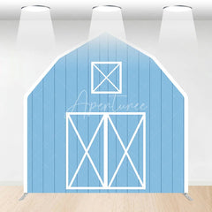 Aperturee - Aperturee Rustic Blue Barn Door Arch Party Decor Backdrop