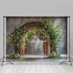Aperturee - Aperturee Rustic Branch Arch Photography Backdrop Natural Greenery and Twigs Fine Art Maternity Photo Background