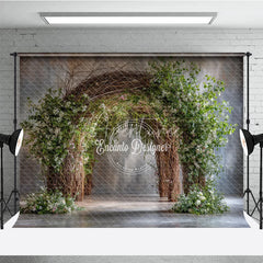 Aperturee - Aperturee Rustic Branch Arch Photography Backdrop Natural Greenery and Twigs Fine Art Maternity Photo Background