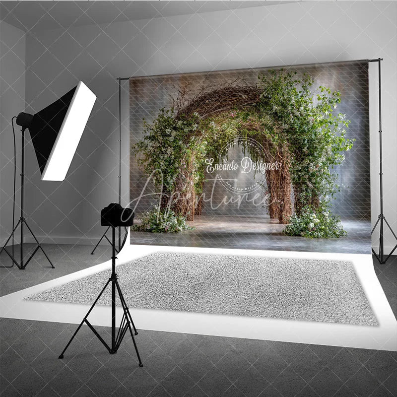 Aperturee - Aperturee Rustic Branch Arch Photography Backdrop Natural Greenery and Twigs Fine Art Maternity Photo Background