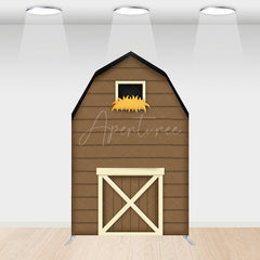 Aperturee - Aperturee Rustic Brown Farm House Barn Door Arch Backdrop Decor