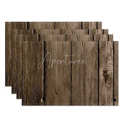 Aperturee - Aperturee Rustic Brown Wooden Texture Set of 4 Placemats for Farmhouse Barn and Country Kitchen Table Decor
