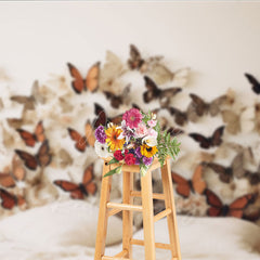Aperturee Aperturee Rustic Butterfly Headboard Photography Backdrop Earth Tone 3D Butterflies on Wall Boho Bedroom Studio Photo Prop