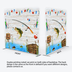 Aperturee - Aperturee Rustic Fishing Theme Square Double-Sided Backdrop GONE Fishing Sign with Jumping Bass and Boat for Party Decor