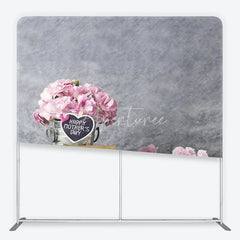Aperturee - Aperturee Rustic Gray Happy Mother’s Day Square Double-Sided Backdrop Pink Carnations and Distressed Wood Floor