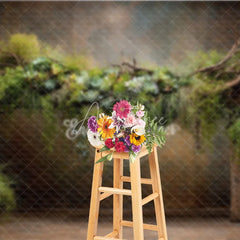 Aperturee - Aperturee Rustic Greenery Photography Backdrop Wooden Arch with Succulents Fine Art Maternity Photo Background