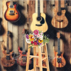 Aperturee - Aperturee Rustic Guitar Collection Wall Photography Backdrop Musical Instrument Rock Band Studio Prop