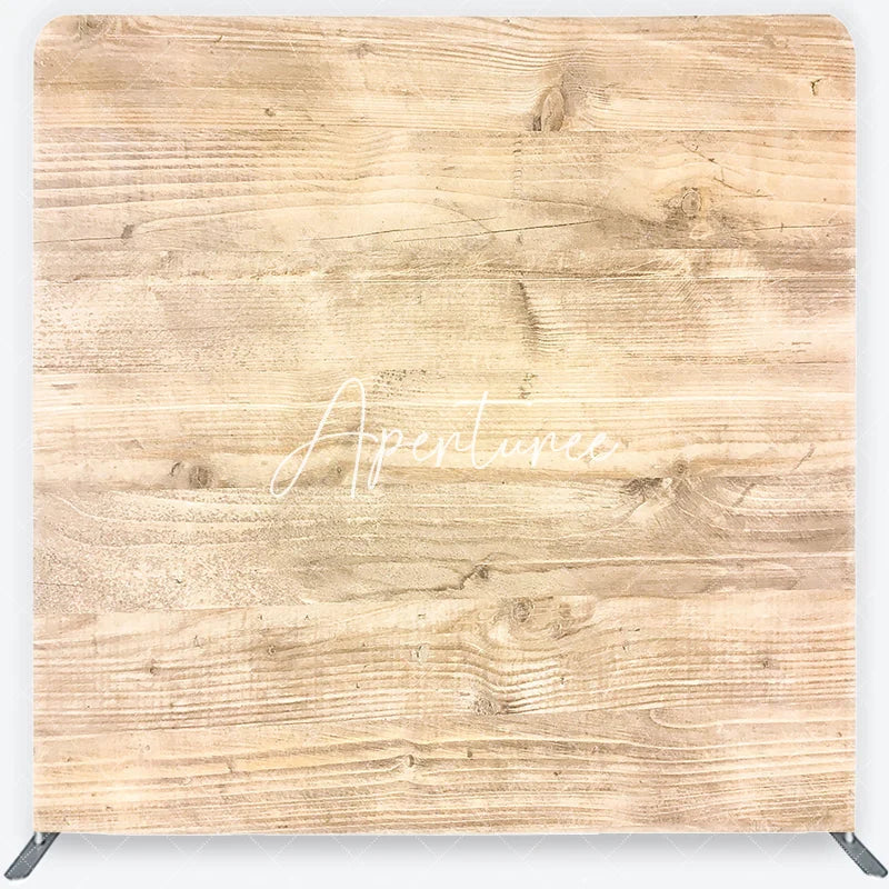 Aperturee - Aperturee Rustic Light Brown Wood Plank Square Double-Sided Backdrop Vintage Wooden Texture for Portrait Photography