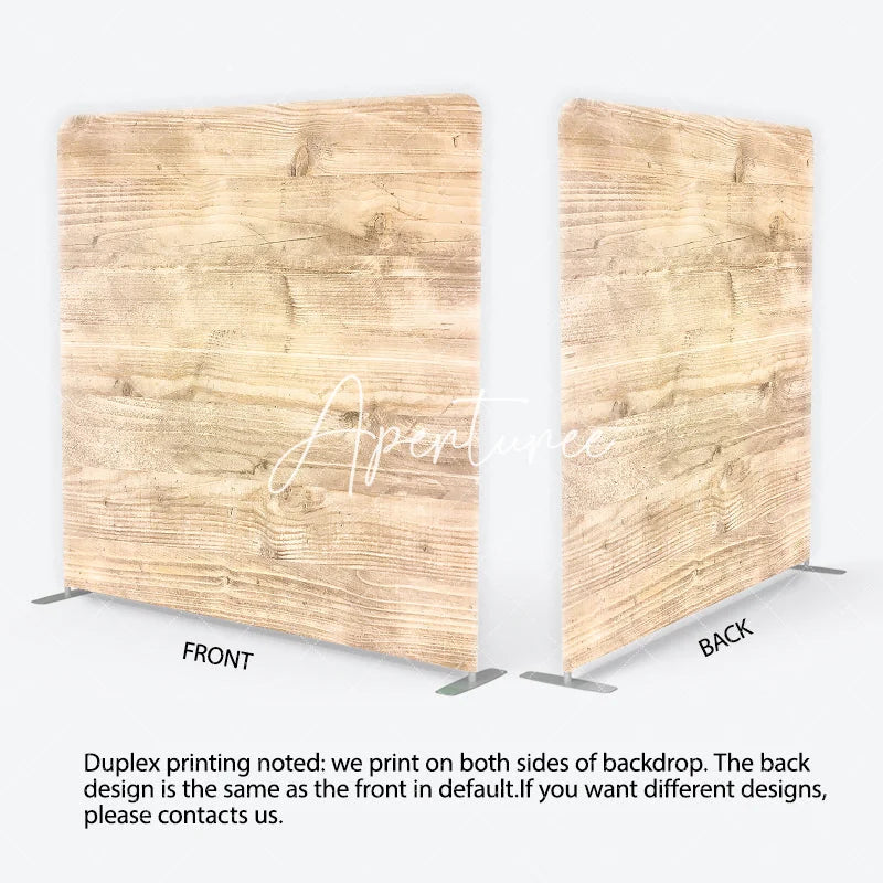 Aperturee - Aperturee Rustic Light Brown Wood Plank Square Double-Sided Backdrop Vintage Wooden Texture for Portrait Photography