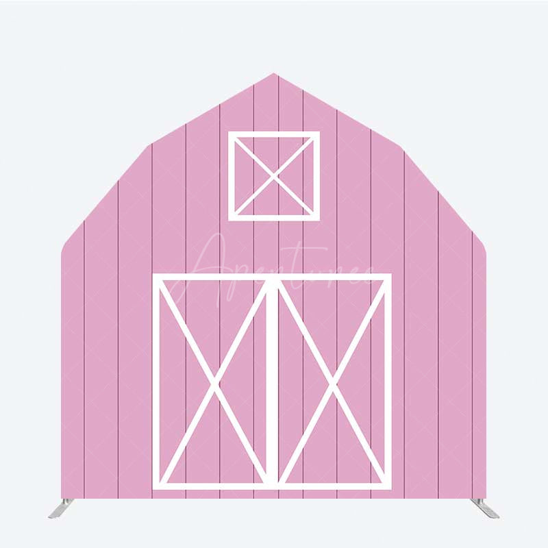 Aperturee Aperturee Rustic Pink Barn Door Arch Party Decor Backdrop