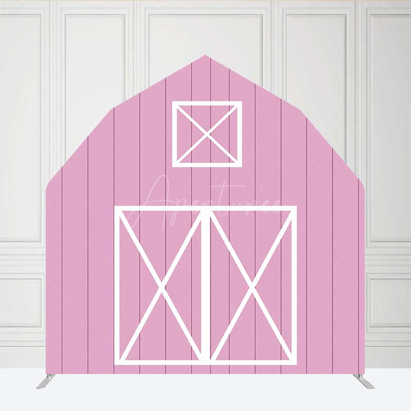 Aperturee Aperturee Rustic Pink Barn Door Arch Party Decor Backdrop