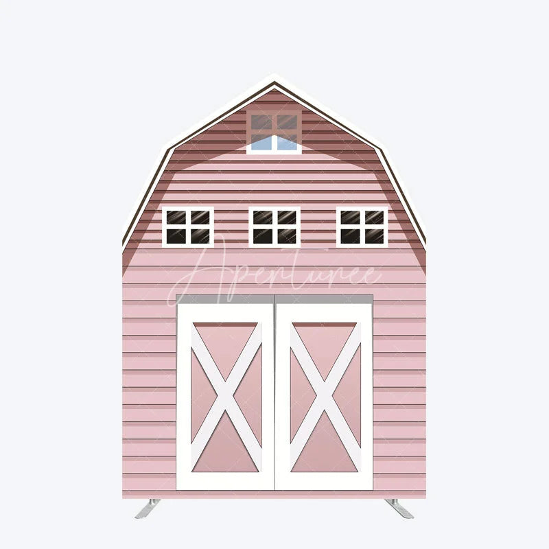Aperturee - Aperturee Rustic Pink Farm House Barn Door Arch Party Backdrop