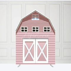 Aperturee - Aperturee Rustic Pink Farm House Barn Door Arch Party Backdrop