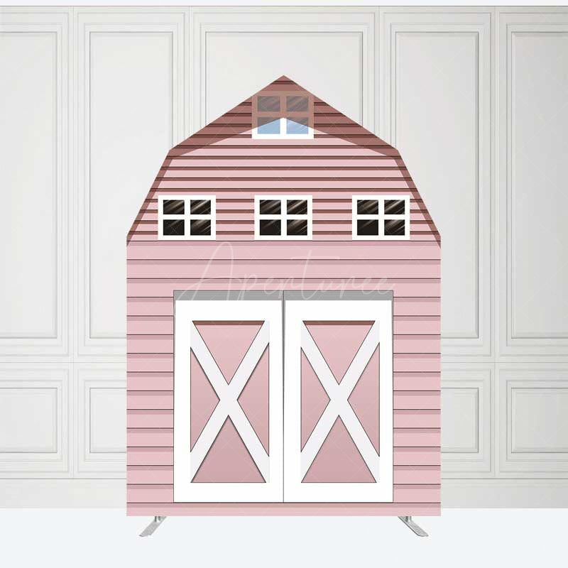 Aperturee Aperturee Rustic Pink Farm House Barn Door Arch Party Backdrop