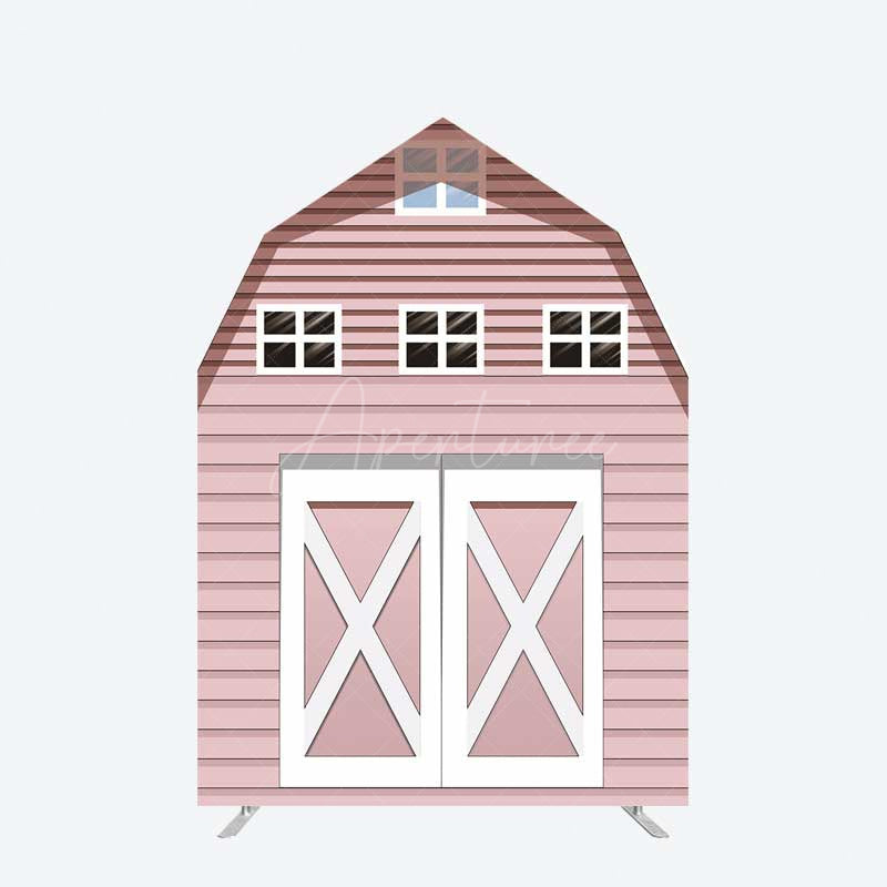 Aperturee Aperturee Rustic Pink Farm House Barn Door Arch Party Backdrop