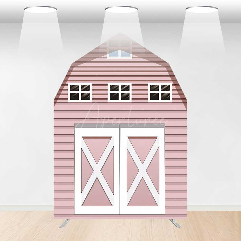 Aperturee Aperturee Rustic Pink Farm House Barn Door Arch Party Backdrop
