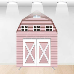 Aperturee Aperturee Rustic Pink Farm House Barn Door Arch Party Backdrop