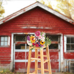 Aperturee Aperturee Rustic Red Barn Garage Photography Backdrop Old Farm Building in an Autumn Forest Countryside Photo Prop Scene