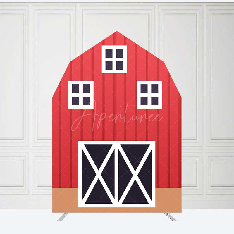 Aperturee Aperturee Rustic Red Brown Barn Door Arch Party Decor Backdrop