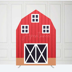 Aperturee Aperturee Rustic Red Brown Barn Door Arch Party Decor Backdrop
