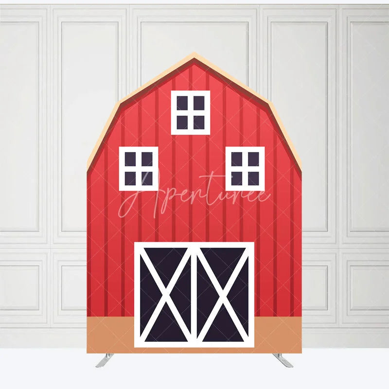 Aperturee - Aperturee Rustic Red Brown Barn Door Arch Party Decor Backdrop