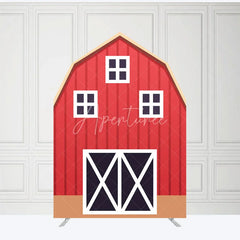 Aperturee - Aperturee Rustic Red Brown Barn Door Arch Party Decor Backdrop