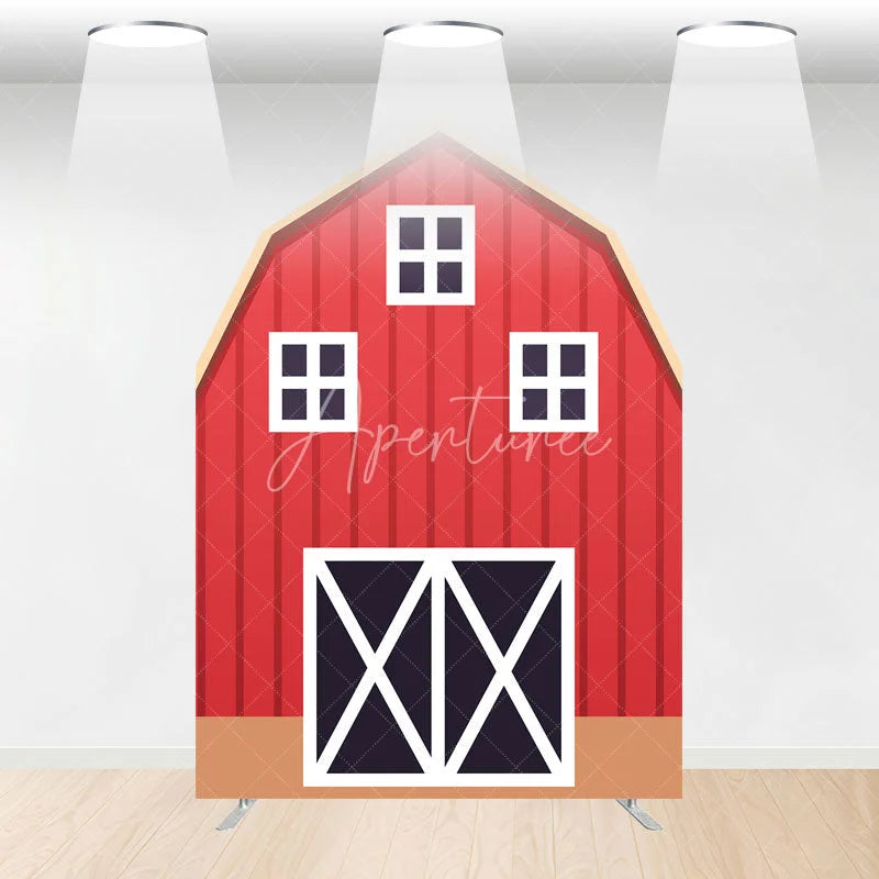 Aperturee - Aperturee Rustic Red Brown Barn Door Arch Party Decor Backdrop