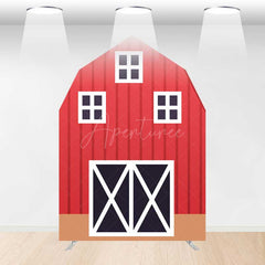 Aperturee Aperturee Rustic Red Brown Barn Door Arch Party Decor Backdrop