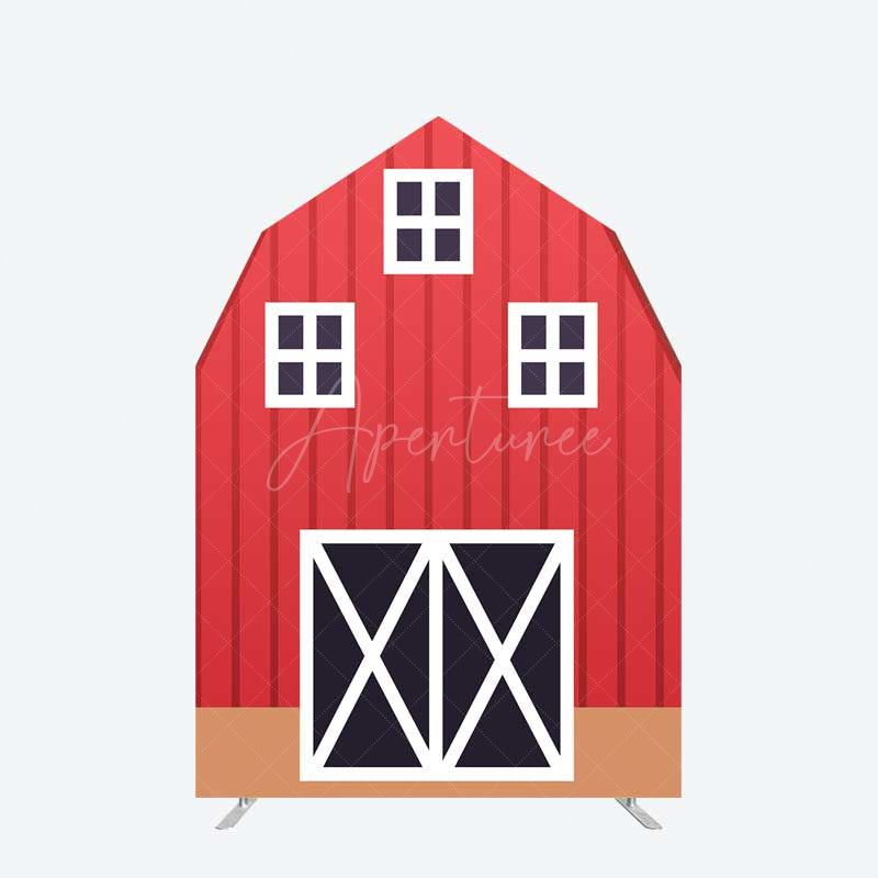 Aperturee Aperturee Rustic Red Brown Barn Door Arch Party Decor Backdrop