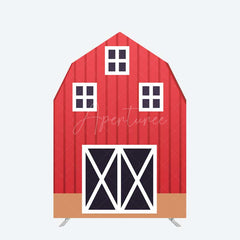 Aperturee Aperturee Rustic Red Brown Barn Door Arch Party Decor Backdrop
