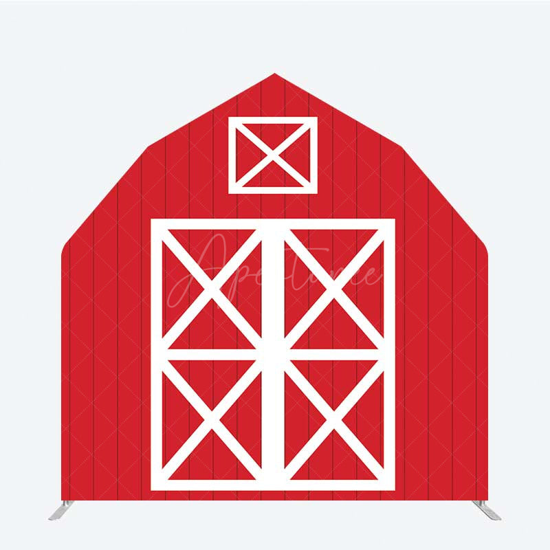 Aperturee Aperturee Rustic Red White Farm House Barn Door Arch Backdrop