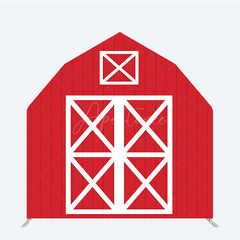 Aperturee Aperturee Rustic Red White Farm House Barn Door Arch Backdrop