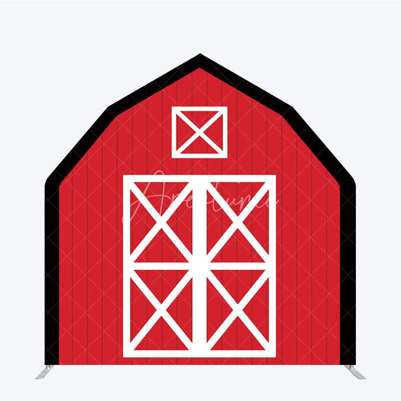 Aperturee - Aperturee Rustic Red White Farm House Barn Door Arch Backdrop