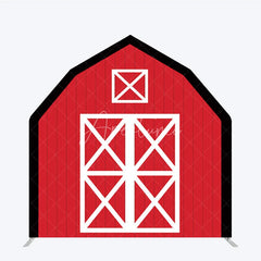 Aperturee - Aperturee Rustic Red White Farm House Barn Door Arch Backdrop