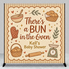 Aperturee - Aperturee Rustic Watercolor Baking Theme Bun in the Oven Custom Backdrop Personalized Baby Shower Photo Booth Decor