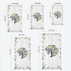 Aperturee - Aperturee Rustic White Wood Family Reunion Rectangle Backdrop Greenery and Gold Glitter Tree Decor for Special Occasion Party